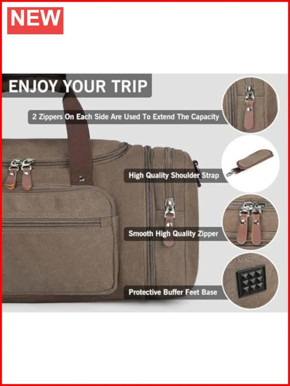 Canvas Duffel Bag Large Travel Tote Overnight Weekender Shoulder Luggage